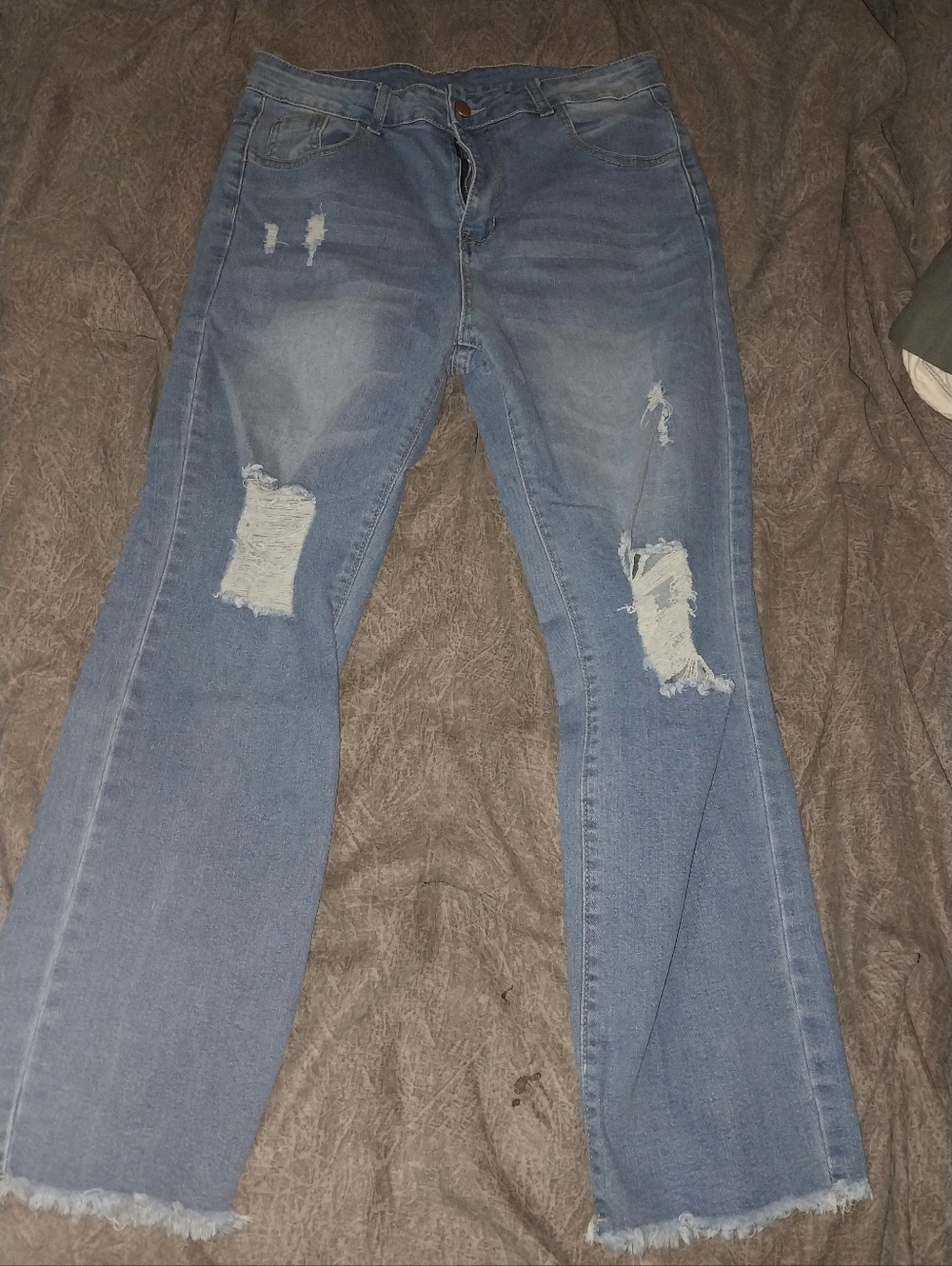 Distressed High-Rise Wide-Leg Jeans - Light Blue - Picture 2 of 2